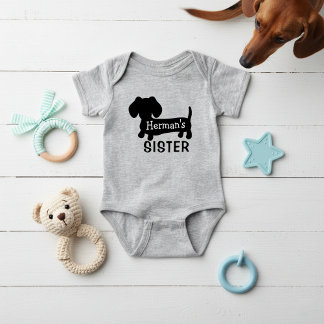 Dachshund's Baby Sister Personalised with Name Baby Bodysuit