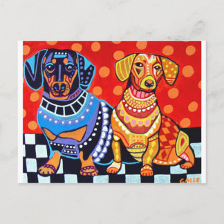 Dachshunds by Heather Galler Postcard