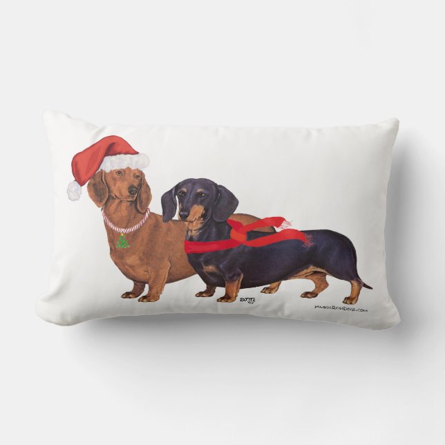 Dachshunds Christmas Lumbar Cushion (Front)