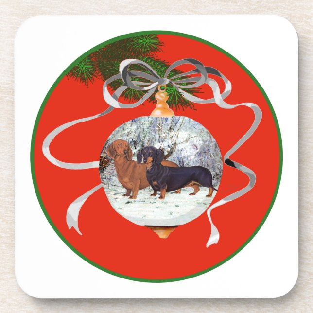 Dachshunds Christmas Ornament Coaster (Front)