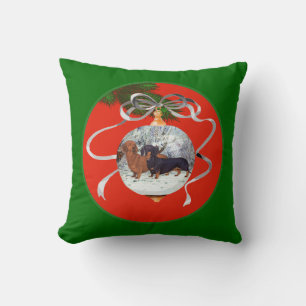 Dachshunds Christmas Ornament Cushion