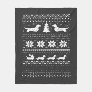 Dachshunds Christmas Sweater Pattern Classic T-Shi Fleece Blanket