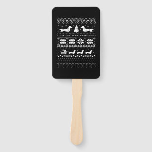 Dachshunds Christmas Sweater Pattern Classic T-Shi Hand Fan