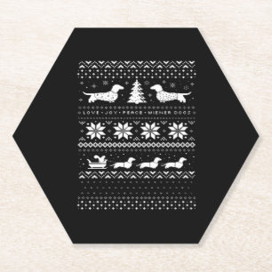 Dachshunds Christmas Sweater Pattern Classic T-Shi Paper Coaster