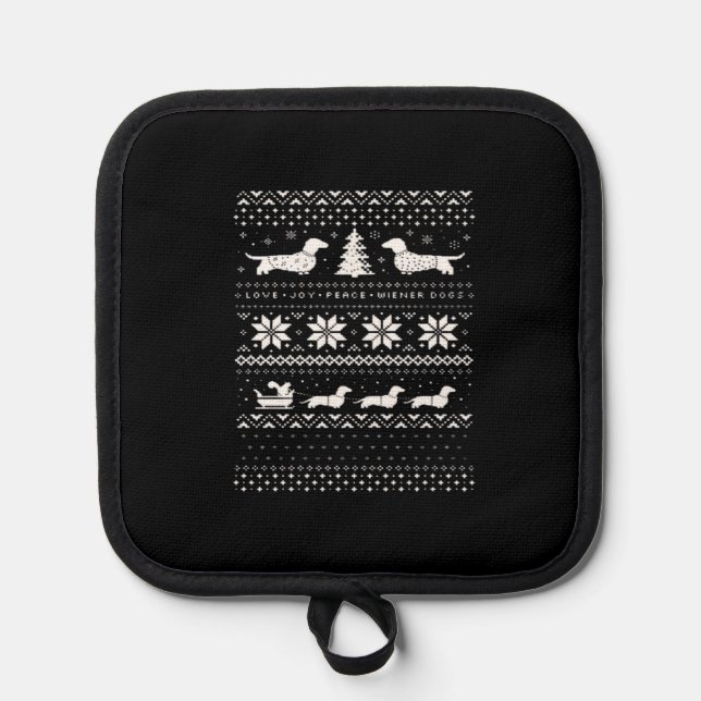 Dachshunds Christmas Sweater Pattern Classic T-Shi Pot Holder (Front)