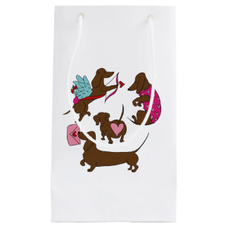 DACHSHUNDS CUPID  SMALL GIFT BAG