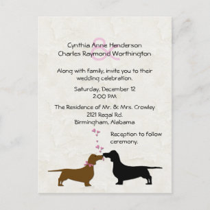 Dachshunds Custom Ivory Wedding Invitation Postcard