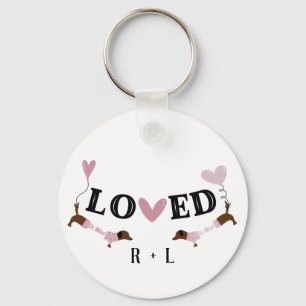 Dachshunds Custom Valentines Key Ring