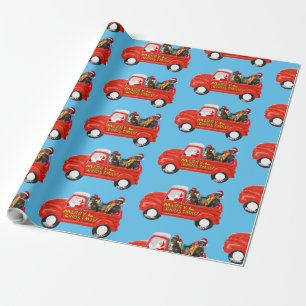 Dachshunds Dog in Christmas Delivery Truck Wrapping Paper