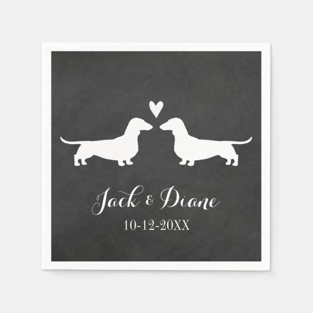 Dachshunds Dog Wedding Couple Personalised Napkin (Front)