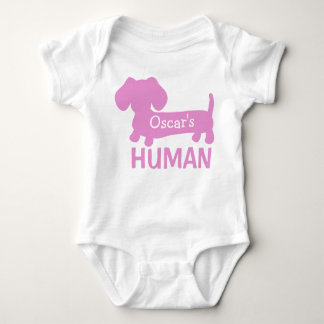 Dachshund's Girl Human Personalised in Pink Baby Bodysuit