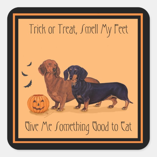 Dachshunds Halloween Square Sticker (Front)