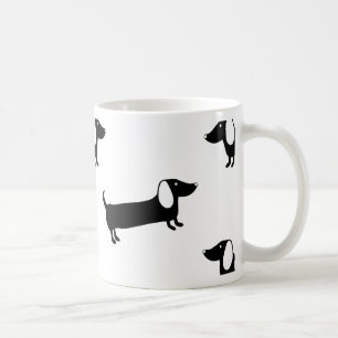 Dachshunds in black and white coffee mug