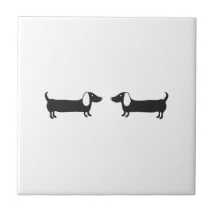 Dachshunds in black and white love ceramic tile
