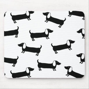 Dachshunds in black and white mouse pad