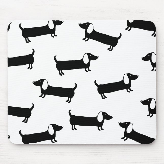 Dachshunds in black and white mouse pad (Front)