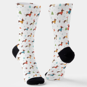 Dachshunds in Christmas Sweaters Pattern Socks