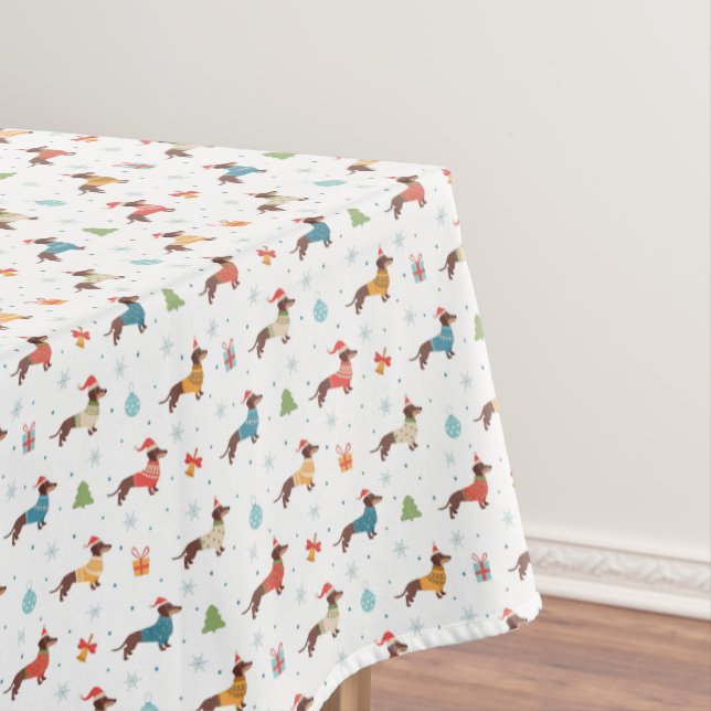 Dachshunds in Christmas Sweaters Pattern Tablecloth (In Situ)