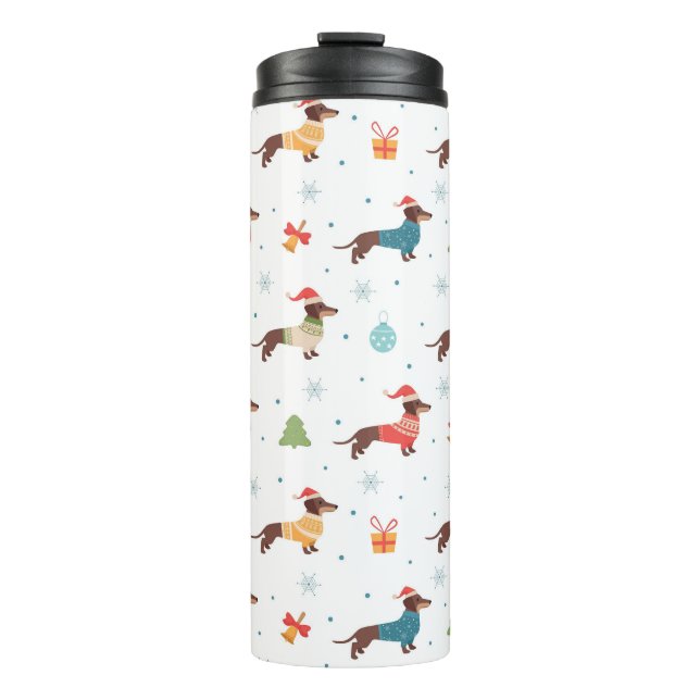 Dachshunds in Christmas Sweaters Pattern Thermal Tumbler (Front)