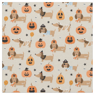 Dachshunds in Halloween Costumes Pattern Fabric