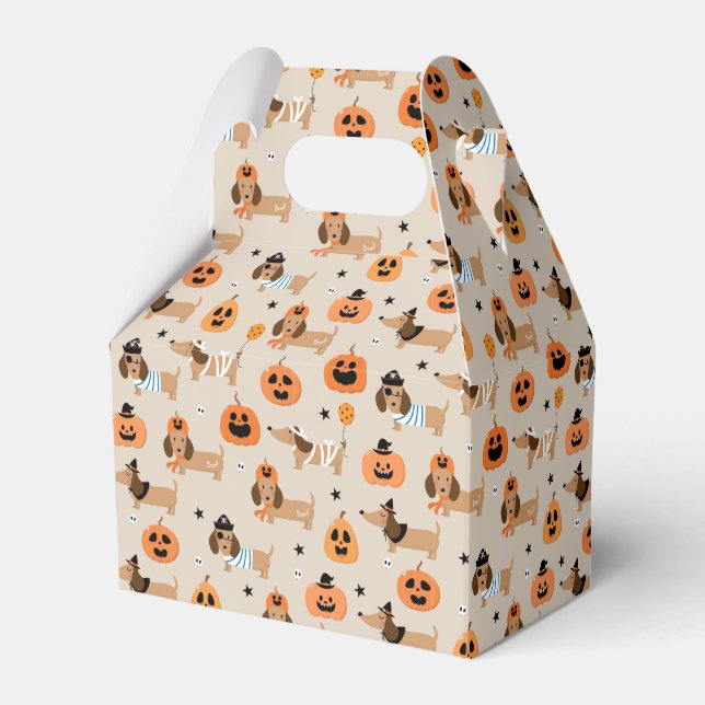 Dachshunds in Halloween Costumes Pattern Favour Box (Front Side)