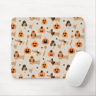 Dachshunds in Halloween Costumes Pattern Mouse Pad