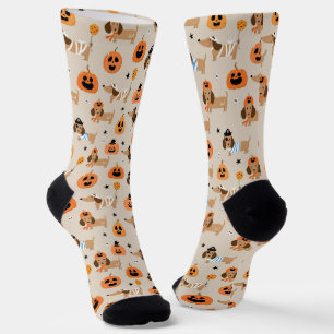 Dachshunds in Halloween Costumes Pattern Socks