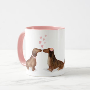 Dachshunds in love personalized mug (two girls)