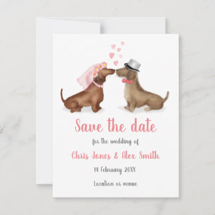Dachshunds in love save the date card (girl/boy)