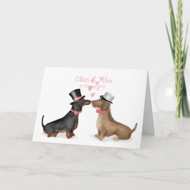 Dachshunds in love wedding card (boy/boy) (Front)