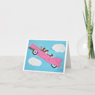 Dachshunds in Pink Convertible in the sky Invitation