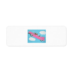 Dachshunds in Pink Convertible in the sky Return Address Label