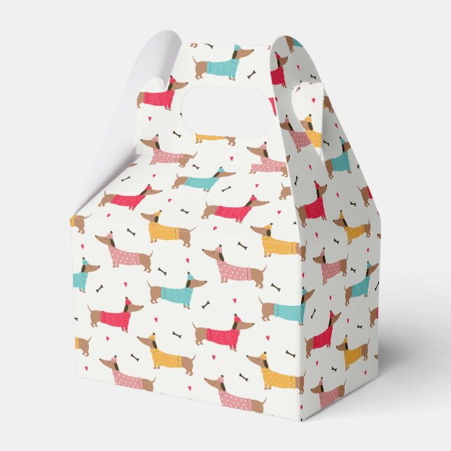 Dachshunds in Sweaters Holiday Pattern Favour Box (Front Side)