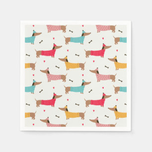 Dachshunds in Sweaters Holiday Pattern Napkin