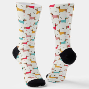 Dachshunds in Sweaters Holiday Pattern Socks