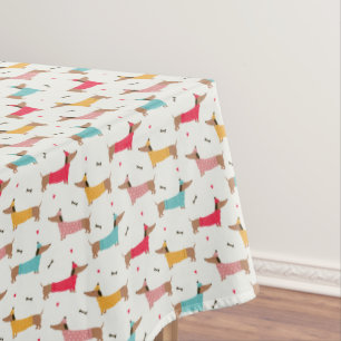Dachshunds in Sweaters Holiday Pattern Tablecloth