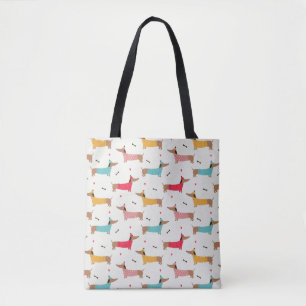 Dachshunds in Sweaters Holiday Pattern Tote Bag