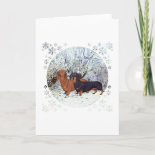 Dachshunds in the Snow Holiday Card