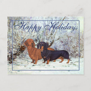 Dachshunds in the Snow Postcard