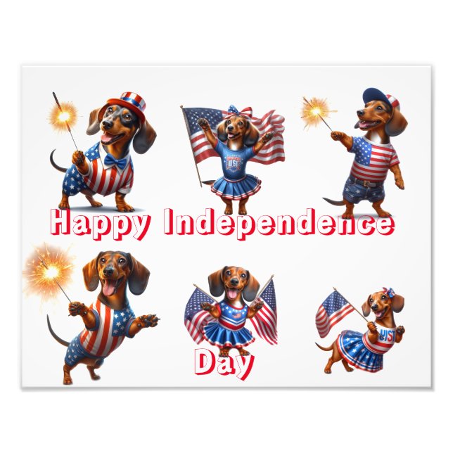 Dachshunds Independence Day Photo Print (Front)