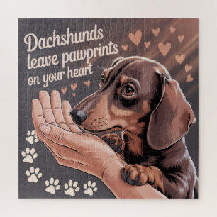 Dachshunds Leave Pawprints On Your Heart Jigsaw Puzzle