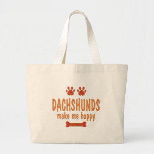 Dachshunds Make Me Happy Large Tote Bag