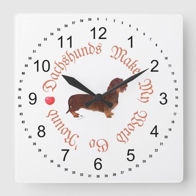 Dachshunds Make My World Square Wall Clock (Front)
