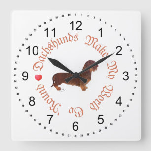 Dachshunds Make My World Square Wall Clock