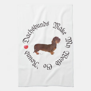 Dachshunds Make My World Tea Towel
