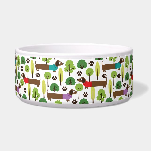 Dachshunds On A Walk In The Park Bowl (Front)