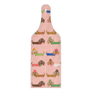 Dachshunds on Pink Cutting Board