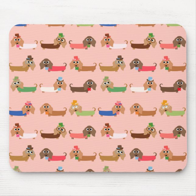 Dachshunds on Pink Mouse Pad (Front)