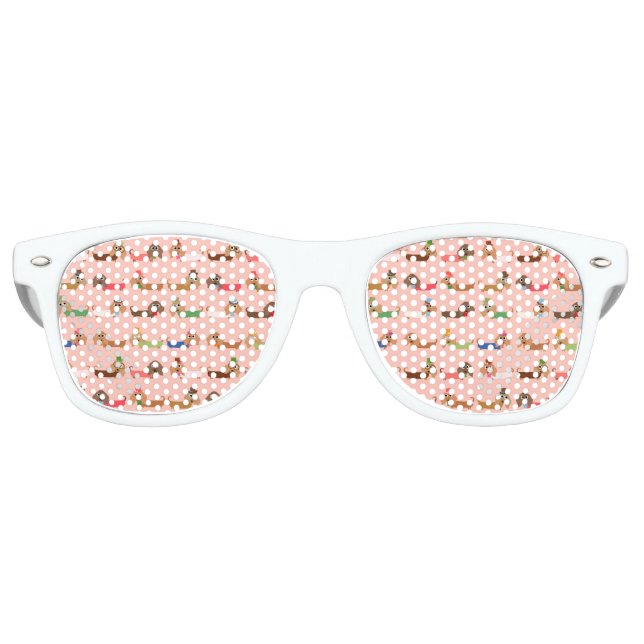 Dachshunds on Pink Retro Sunglasses (Front)