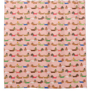 Dachshunds on Pink Shower Curtain